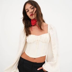 For Love & Lemons Janet Long Sleeve Corset Top S / Ivory